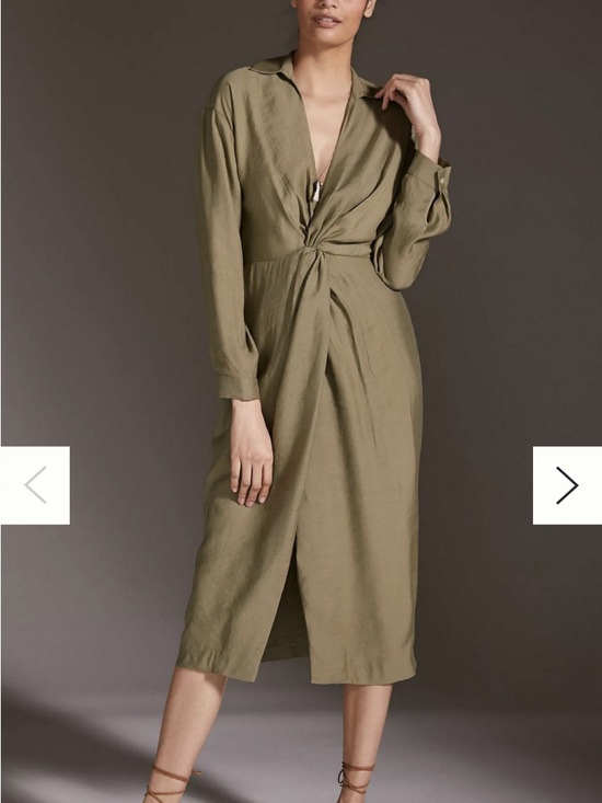 Anthropologie Dresses & Skirts - Anthropologie Olive Twist-Front Midi Dress